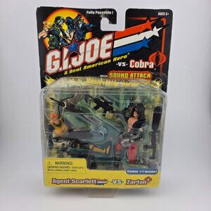 2002 Hasbro GI Joe vs Cobra Agent Scarlett vs Zartan with Sound Attack Weapons